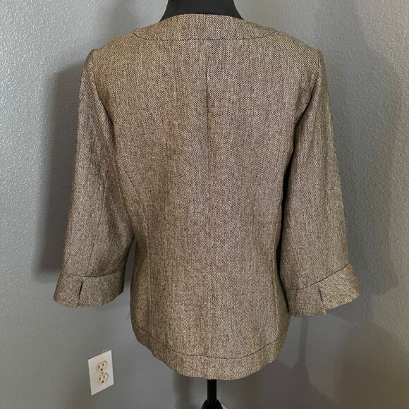 Coldwater Creek Womens Blazer Size 12 Embellished Jacket Brown 3/4 Sleeve - Picture 7 of 9
